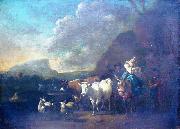 Simon van der Does Landscape with figures oil painting artist